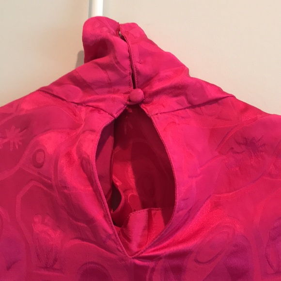 Vintage 1980s Hot Pink Silk Long-sleeve Shirt Size 8. - Picture 6 of 9